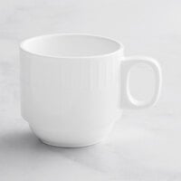 Acopa Cordelia 8 oz. Bright White Embossed Stackable Porcelain Cup - 36/Case