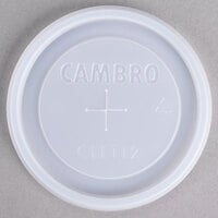 Cambro CLLT12 Disposable Translucent Lid with Straw Slot for Cambro LT12 12 oz. Laguna tumbler, NT14 14 oz. Newport tumbler, and D16 16 oz. Del Mar tumbler - 1000/Case