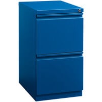 Hirsh Industries 15" x 19 7/8" x 27 3/4" Classic Blue Mobile Pedestal Filing Cabinet with 2 Drawers