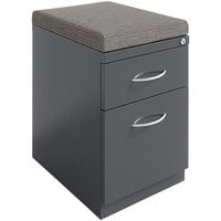Hirsh Industries 15 inch x 19 7/8 inch x 23 3/4 inch Charcoal Mobile Pedestal Filing Cabinet with 2 Drawers and Chinchilla Seat Cushion