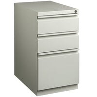 Hirsh Industries 15 inch x 22 7/8 inch x 27 3/4 inch Light Gray Mobile Pedestal Filing Cabinet with 3 Drawers