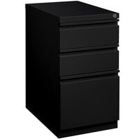 Hirsh Industries 15 inch x 22 7/8 inch x 27 3/4 inch Black Mobile Pedestal Filing Cabinet with 3 Drawers