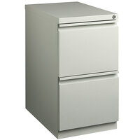 Hirsh Industries 15 inch x 22 7/8 inch x 27 3/4 inch Light Gray Mobile Pedestal Filing Cabinet with 2 Drawers