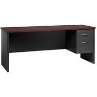 Hirsh Industries 24 inch x 72 inch Charcoal / Mahogany Desk Credenza with Right-Hand Pedestal