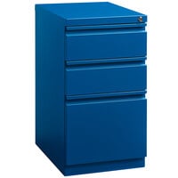 Hirsh Industries 15" x 19 7/8" x 27 3/4" Classic Blue Mobile Pedestal Filing Cabinet with 3 Drawers