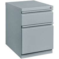 Hirsh Industries 15 inch x 19 7/8 inch x 21 3/4 inch Platinum Mobile Pedestal Filing Cabinet with 2 Drawers