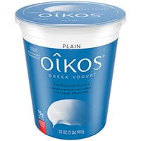Oikos Plain Whole Milk Greek Yogurt 32 oz. - 6/Case