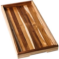 Teakhaus Timeless 19" x 9" x 1 1/2" Nesting Teakwood Serving Tray with Hand Grips
