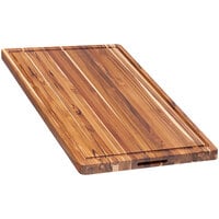 Teakhaus Traditional 24" x 18" x 1 1/2" Edge Grain Teakwood Carving / Cutting Board with Juice Canal and Hand Grips 108