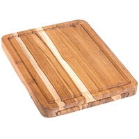 Teakhaus Traditional 16" x 12" x 1 1/2" Edge Grain Teakwood 2-in-1 Carving / Cutting Board with Juice Canal and Hand Grips 110