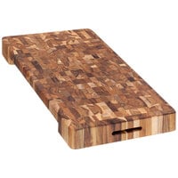 NEW TeakHaus by Proteak Edge Grain Cutting Board w/Hand Grip + Juice Canal