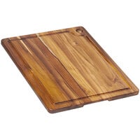 Teakhaus Marine 18" x 14" x 3/4" Edge Grain Teakwood Cutting Board with Juice Canal and Hanging Hole 517