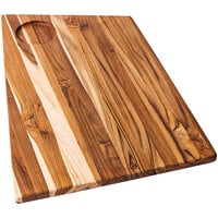 Teakhaus Geo 19 inch x 12 inch x 1/2 inch Teak Wood Cutting / Serving Board with Bowl Insert