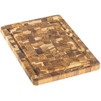 Teakhaus Scandi 14" x 10" x 1" End Grain Teakwood Cutting Board with Juice Canal and Hand Grips 801