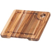 Teakhaus Marine 8" x 8" x 3/4" Edge Grain Teakwood Cutting Board with Juice Canal and Hanging Hole 513
