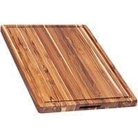 Teakhaus Traditional 20" x 15" x 1 1/2" Edge Grain Teakwood Carving / Cutting Board with Juice Canal and Hand Grips 109