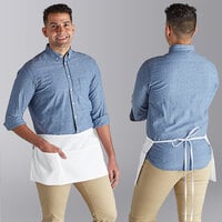 Choice White Polyester Standard Waist Apron with 3 Pockets - 12" x 26"