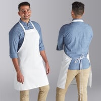 Choice 34" x 32" White Polyester Basic Bib Apron - 34" x 32"