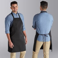 Choice Black Polyester Basic Bib Apron - 34" x 32"