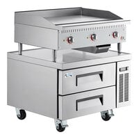 Cooking Performance Group 36EG36CB Electric 36" Countertop Griddle with Thermostatic Controls and 36" Refrigerated Base - 208/240V, 9000W/12,000W