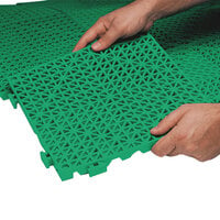 Cactus Mat 2557-GT Poly-Lok 12 inch x 12 inch Green Vinyl Interlocking Drainage Floor Tile - 3/4 inch Thick