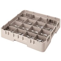 Cambro 16S1114184 Camrack 11 3/4 inch High Customizable Beige 16 Compartment Glass Rack