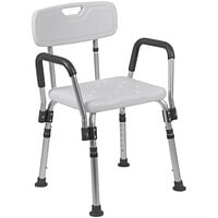 Flash Furniture Hercules Series DC-HY3523L-WH-GG Adjustable White Bath and Shower Chair with Quick Release Back and Arms