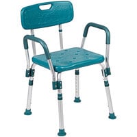Flash Furniture Hercules Series DC-HY3523L-TL-GG Adjustable Teal Bath and Shower Chair with Quick Release Back and Arms