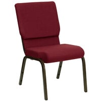 Flash Furniture XU-CH-60096-BY-GG Burgundy 18 1/2 inch Wide Church Chair with Gold Vein Frame