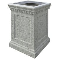 Wausau Tile Colonial TF1022 22 Gallon Concrete Square Trash Receptacle with Aluminum Lid
