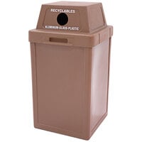 Wausau Tile TF1001 Tuffy 22 Gallon Plastic Square Recycling Receptacle with Side Hole Dome Lid