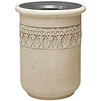 Wausau Tile TF1115 24 Gallon Concrete Round Decorative Outdoor Waste Receptacle with Aluminum Funnel Lid