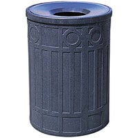 Wausau Tile WS1041 Boca Raton 39 Gallon Concrete Round Decorative Outdoor Waste Receptacle with Aluminum Funnel Lid