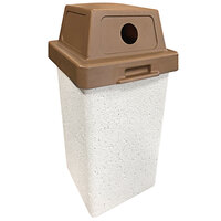 Wausau Tile TF1012 30 Gallon Concrete Square Recycling Receptacle with Plastic Side Hole Dome Lid