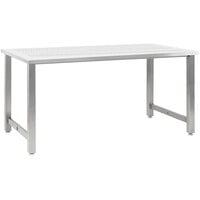 BenchPro Kennedy Series 72" x 30" Perforated Stainless Steel Workbench with Square Cut Front Edge KSPE3072