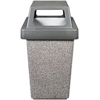 Wausau Tile TF1016 30 Gallon Concrete Square Trash Receptacle with Plastic 4-Way Lid