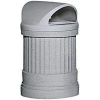 Wausau Tile TF1191 Deerfield 31 Gallon Concrete Round Decorative Outdoor Waste Receptacle with Plastic Dome Lid