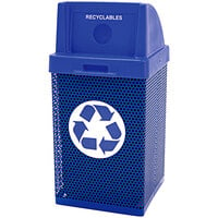 Wausau Tile MF3058 35 Gallon Steel Square Recycling Receptacle with Plastic Single-Hole Lid