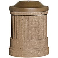 Wausau Tile TF1192 Deerfield 31 Gallon Concrete Round Decorative Outdoor Waste Receptacle with Plastic Pitch-In Lid