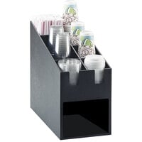 Cal-Mil 2046 Classic Black Countertop Condiment, Cup and Lid Organizer with Napkin Dispenser Slot