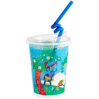 Choice Jungle Print Kid's Cup with Lid and Straw 12 oz. - 250/Case