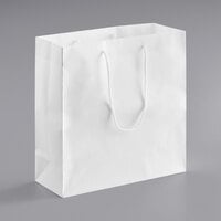 Customizable White Paper Bag with Rope Handles 16 inch x 6 inch x 16 inch - 100/Case