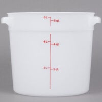 Cambro 6 Qt. White Round Polyethylene Food Storage Container
