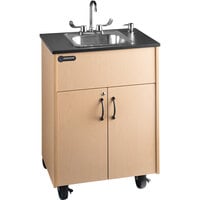 Ozark River Manufacturing ADSTM-LM-SS1N Premier 1 Maple Portable Hot Water Hand Sink with Laminate Cabinet and Single Stainless Steel Basin