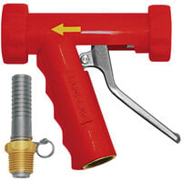 Sani-Lav N8SR20 Large Red Industrial Insulated Spray Nozzle with Stainless Steel Handle and Swivel Hose Adapter