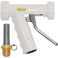 Sani-Lav N8SW20 Large White Industrial Insulated Spray Nozzle with Stainless Steel Handle and Swivel Hose Adapter