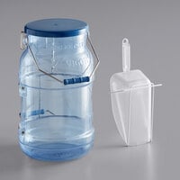 Vigor 6 Gallon Blue Polycarbonate Ice Tote Kit with 64 oz. Scoop, Scoop Holder, Lid, and Hanger