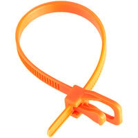 Retyz EveryTie Fluorescent Orange 6 inch 50 lb. Tensile Strength (222N), 4.8 mm Strap Width Cable Ties EVT-S06FO-HA - 20/Pack
