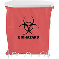 BOWMAN Dispensers White Coated Wire 3 Gallon Biohazard Bag Holder with Easy-Open Hinged Lid MW-003