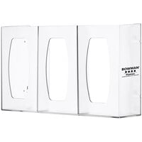 BOWMAN Dispensers Polycarbonate Plastic Wall Mount Divided Triple Glove Box Dispenser GL300-1214